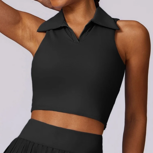 Tennis Crop Polo Top