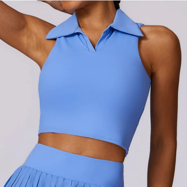 Tennis Crop Polo Top